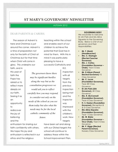 Governors newsletter Autumn 2012