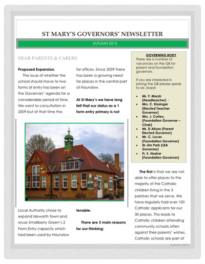 Governors newsletter Autumn 2013