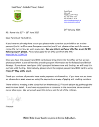Y6 Rome update letter to parents Jan 2017